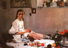 菲欣《瓦里亚•阿达拉茨卡娅肖像》油画作品