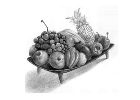 水果拼盘的素描画法