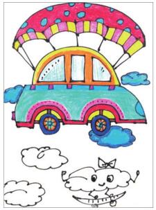会飞的小汽车儿童画画法步骤05