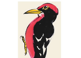 啄木鸟儿童国画