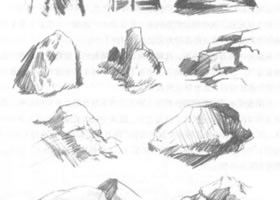 岩石写生素描画法