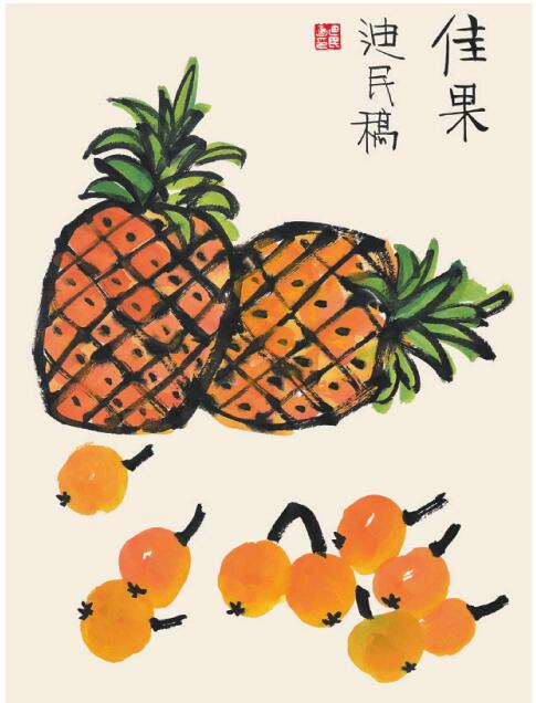 菠萝儿童国画