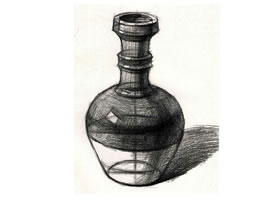 长颈陶瓶素描