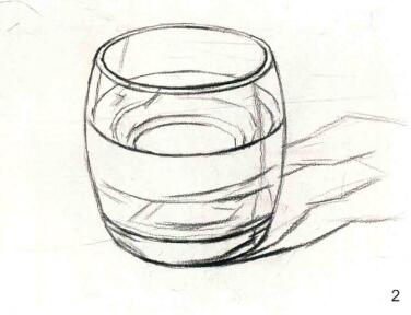 透明玻璃杯素描作画步骤02