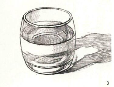 透明玻璃杯素描作画步骤03