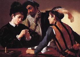 卡拉瓦乔《玩牌作弊者》油画