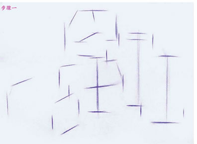 几何体组合素描的结构画法步骤01