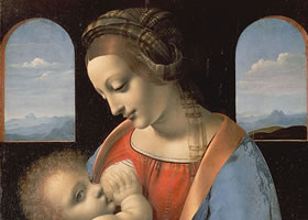 达芬奇《 圣母子》油画作品