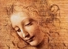 达芬奇《少女头像》木板画作品