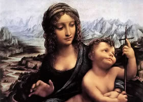 达芬奇《圣母玛利亚与亚恩温德》油画作品