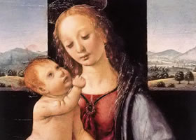 达芬奇《拈花圣母》油画作品