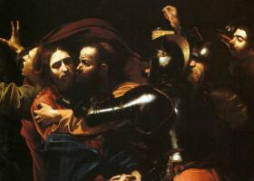 卡拉瓦乔《耶稣被捕》油画作品