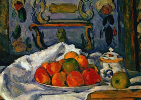 法国塞尚《带苹果的静物》油画