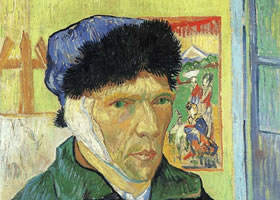 梵高割掉耳朵后的自画像油画作品