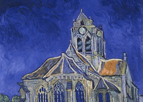 梵高《奥维尔的教堂》油画作品