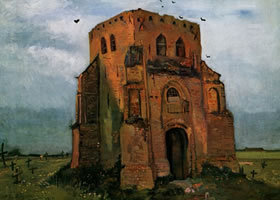 梵高《墓地和老教堂》油画