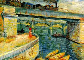 梵高《阿尼埃尔塞纳河大桥》绘画作品