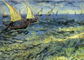 梵高《海上的渔船》油画作品