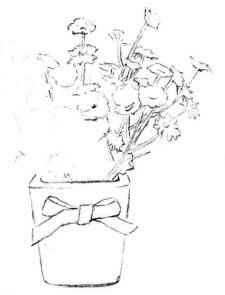 小盆栽香菊素描画法步骤03
