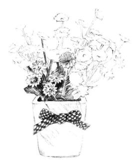 小盆栽香菊素描画法步骤09