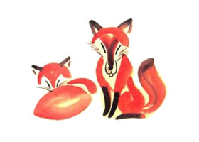 两只狐狸儿童水墨画画法