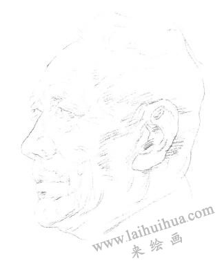 津门老人肖像素描画法步骤01