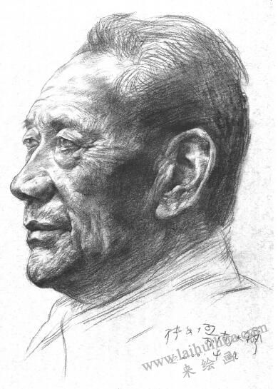 津门老人肖像素描画法步骤04