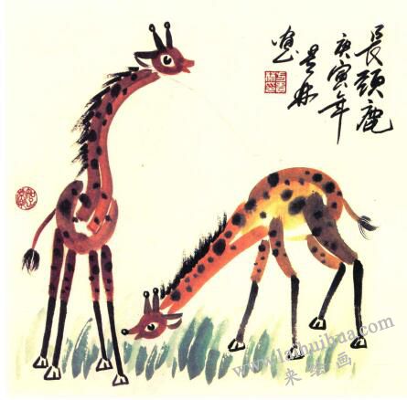 长颈鹿儿童国画画法步骤05