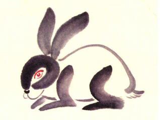 兔子儿童水墨画画法步骤03