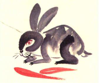 兔子儿童水墨画画法步骤04