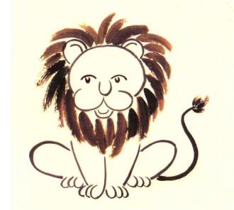 狮子儿童水墨画画法步骤03