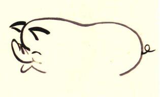 母猪和小猪儿童水墨画画法步骤02