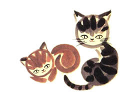 两只小花猫儿童水墨画画法