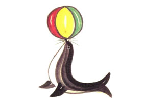 海狮顶球儿童水墨画画法