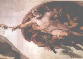 米开朗基罗•博那罗蒂《创造亚当》湿壁画作品