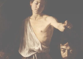 卡拉瓦乔《手提歌利亚头颅的大卫 》油画作品