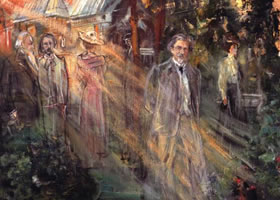 俄罗斯《列宾在拜纳特庄园》人物油画