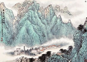 山水画《黄崖太平寨远眺》的技法与解析