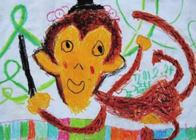 调皮的猴子儿童画作品图片