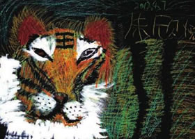 威猛的老虎儿童画作品图片