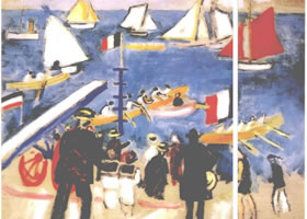 世界名画:《考斯的帆船比赛》布面油彩