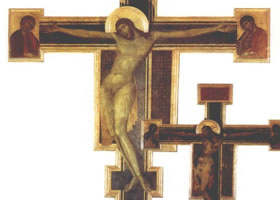 世界名画《基督受难图》木板蛋彩
