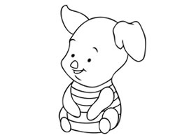卡通小动物小胖猪简笔画