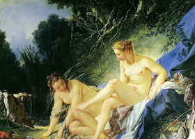 世界名画《沐浴的狄安娜》布面油画