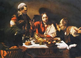 世界名画《以马忤斯的晚餐》布面油画