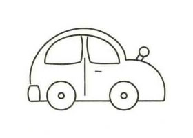 小汽车简笔画画法步骤（二）