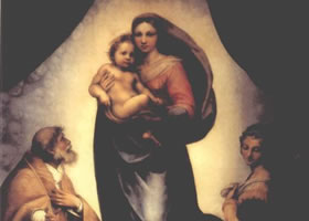 世界名画《西斯廷圣母玛利亚像》布面油画欣赏