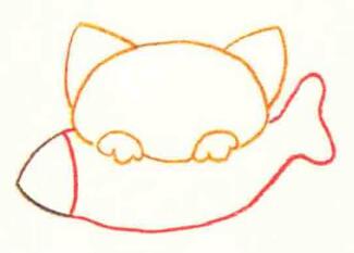猫的色铅笔简笔画画法步骤01