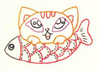 猫的色铅笔简笔画画法步骤02