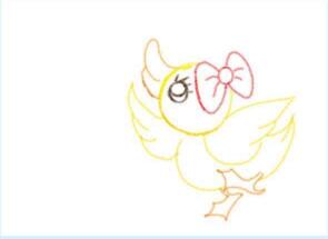 小鸭子儿童蜡笔画画法步骤01